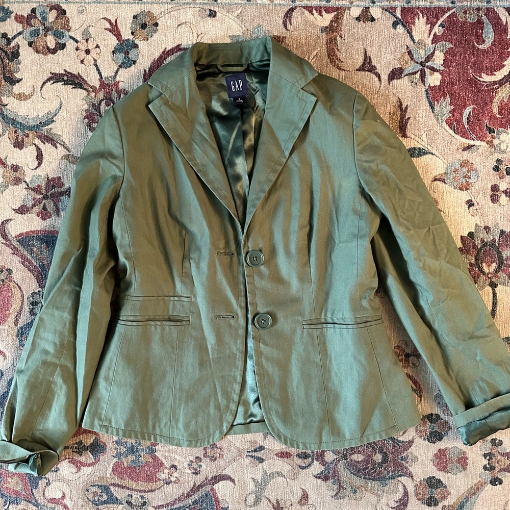 Gap Green Blazer with Satin Like Lining